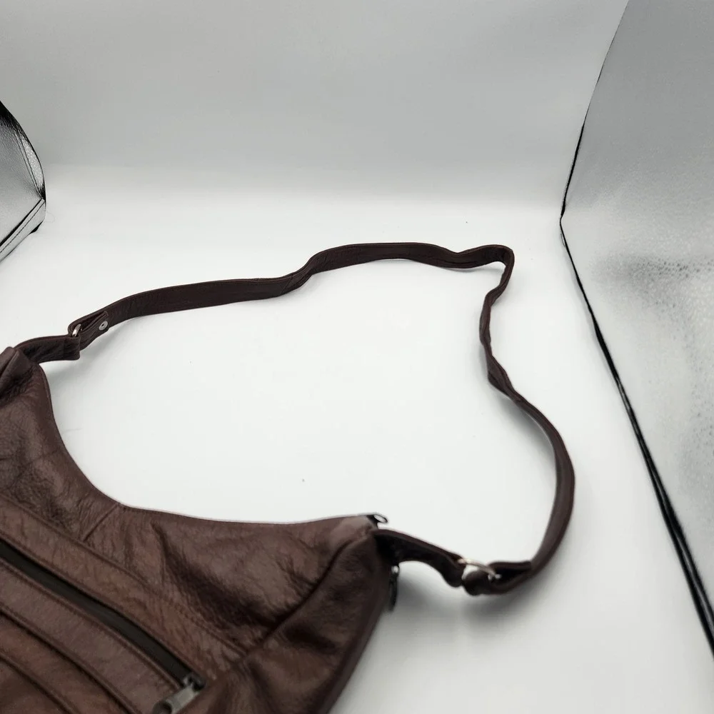 Vintage Genuine‎ Leather Hobo Shoulder Bag Brown 14x10 Made in Mexico